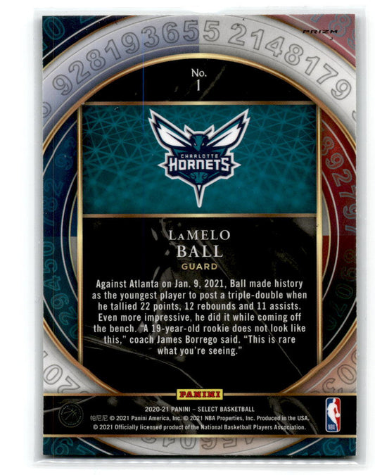 2020 Select Number Green Ice #1 LaMelo Ball Charlotte Hornets