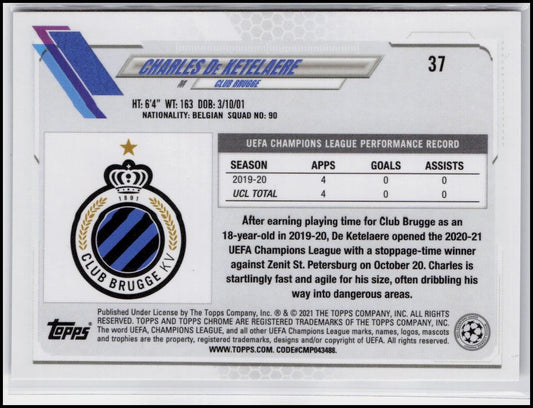 2020-21 Topps Chrome UEFA Champions League #37 Charles De Ketelaere