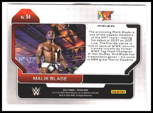 Malik Blade #94 2022 Panini Prizm WWE Red, White and Blue Rookie RC