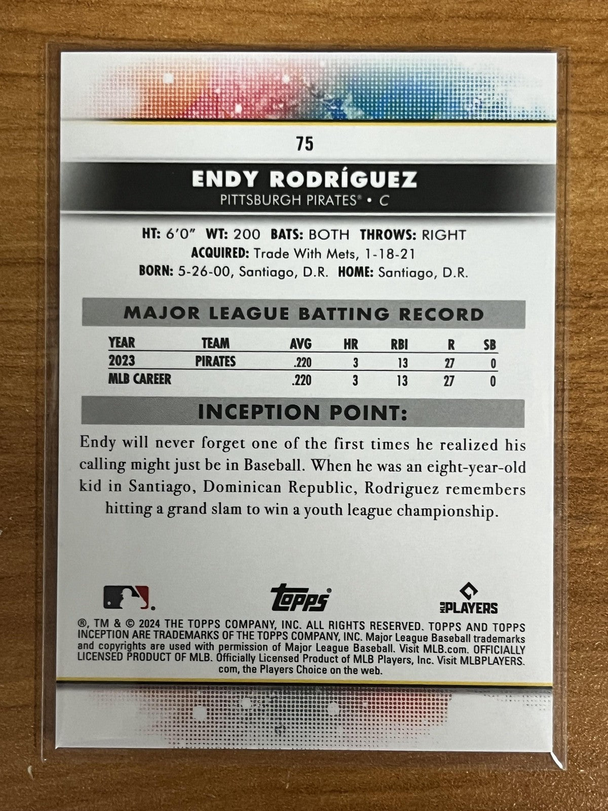 2024 Topps Inception #75 Endy Rodriguez Rookie Pirates