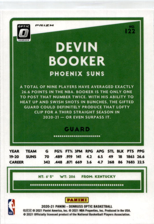 2020-21 Donruss Optic Holo #122 Devin Booker Phoenix Suns