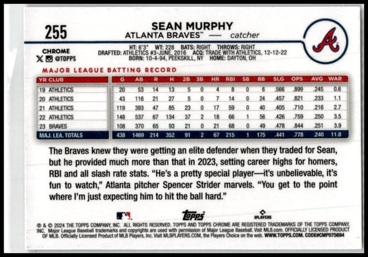 2024 Topps Chrome #255 Sean Murphy Atlanta Braves