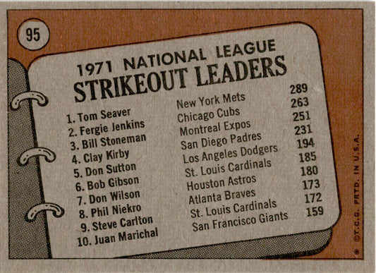 1972 Topps #95 1971 N.L. Strikeout Leaders