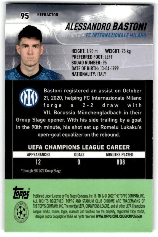 2022 Topps Stadium Club Chrome UCL Alessandro Bastoni FC Internazionale Milano