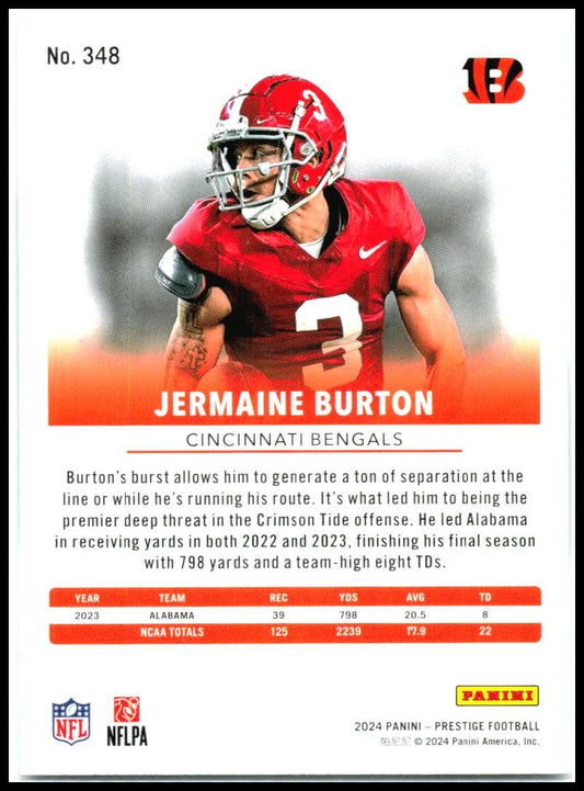 2024 Panini Prestige #348 Jermaine Burton Rookie Cincinnati Bengals