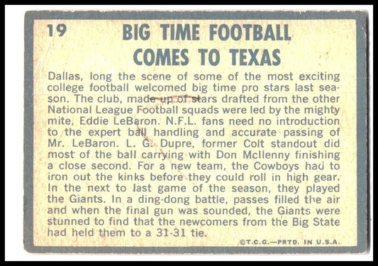 Eddie LeBaron #19 1961 Topps