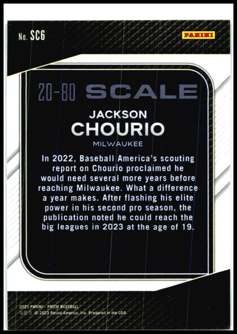 2023 Panini Prizm #SC6 Jackson Chourio Milwaukee Brewers