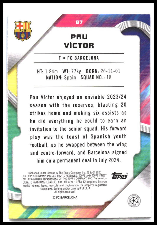 Pau Víctor #87 2024-25 Finest UEFA Club Competitions Rookie