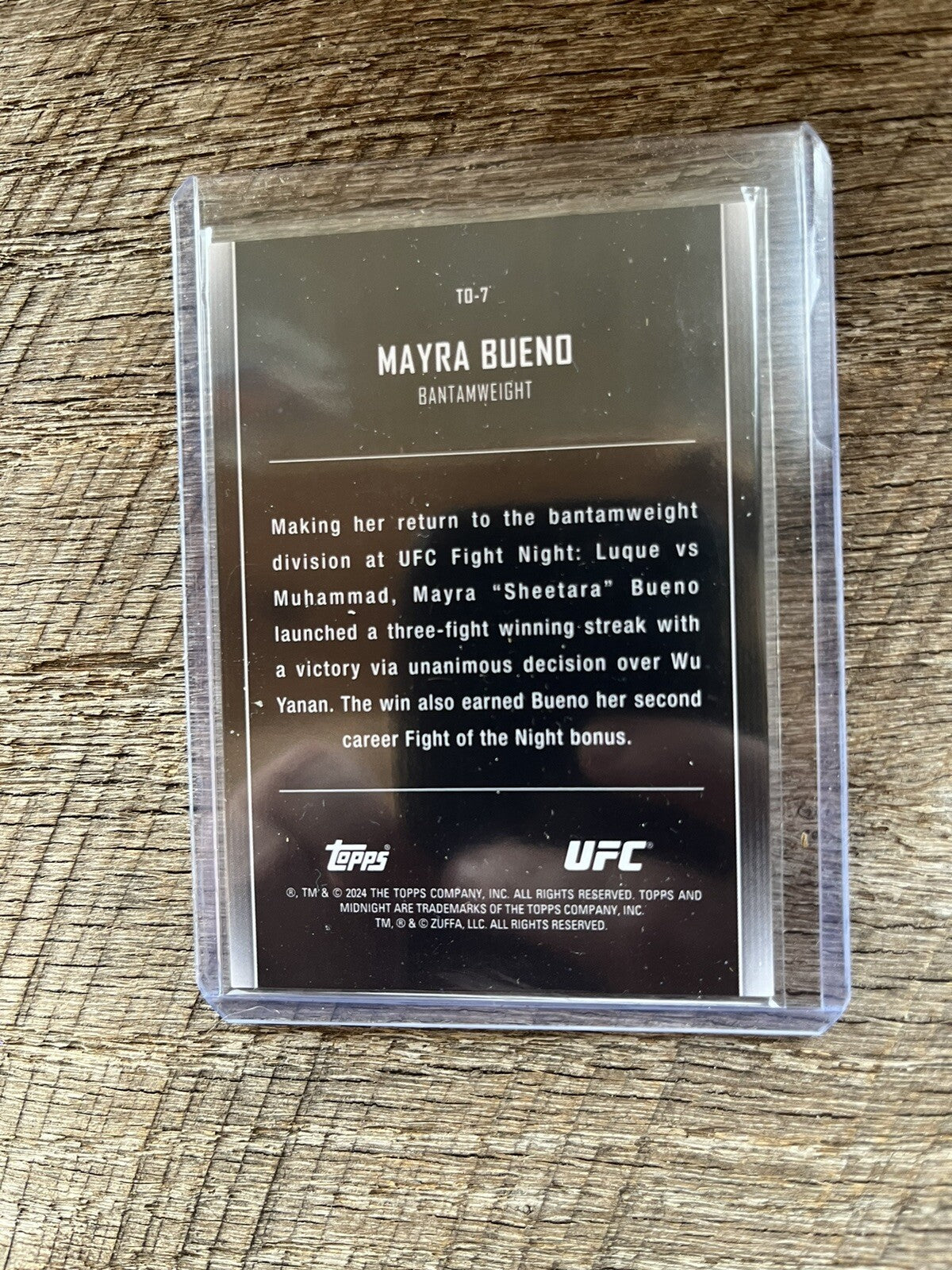 2024 Topps UFC Midnight The One and Only TO-7 Mayra Bueno