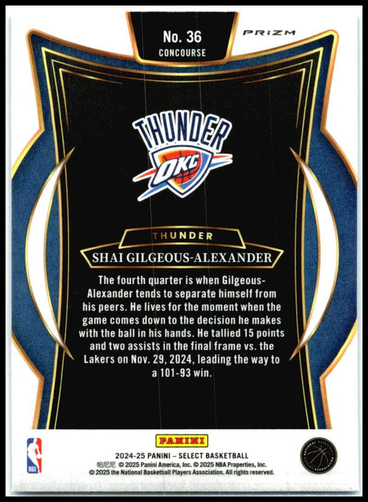 2024-25 Panini Select Blue ice #36 Shai Gilgeous-Alexander Oklahoma City Thunder