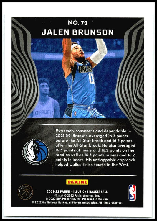 2021-22 Panini Illusions #72 Jalen Brunson Dallas Mavericks