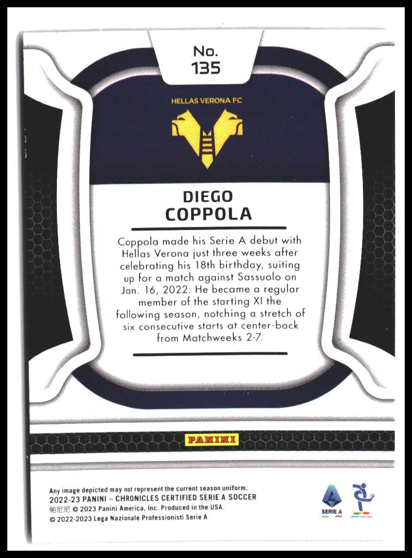 Diego Coppola #135 2022-23 Panini Chronicles - Certified Serie A