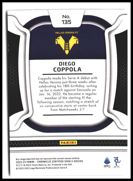 Diego Coppola #135 2022-23 Panini Chronicles - Certified Serie A