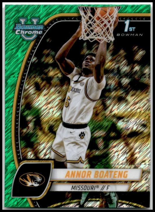 2024-25 Bowman University Chrome Green Shimmer Refractor #7 Annor Boateng Tigers