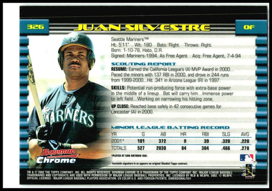 2002 Bowman Chrome #326 Juan Silvestre Seattle Mariners