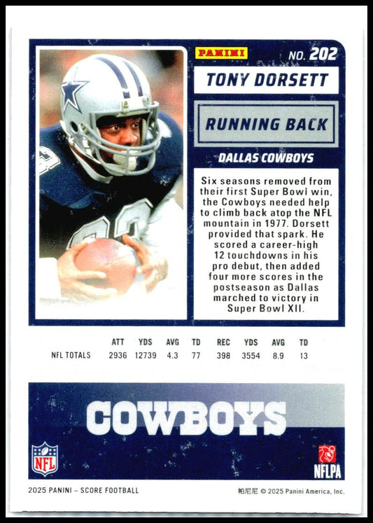 2025 Score Ellipse #202 Tony Dorsett #/399 Dallas Cowboys