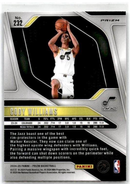 2024-25 Panini Prizm Prizms Silver #232 Cody Williams Utah Jazz