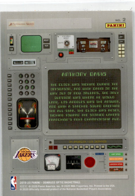 2019 Donruss Optic T-Minus 3,2,1 #2 Anthony Davis Los Angeles Lakers