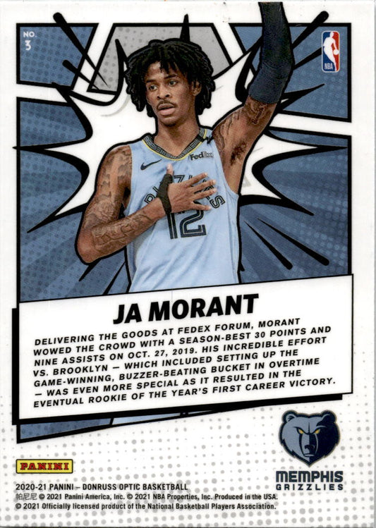 2020-21 Donruss Optic My House #3 Ja Morant Memphis Grizzlies