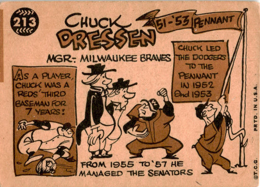 1960 Topps #213 Chuck Dressen Milwaukee Braves