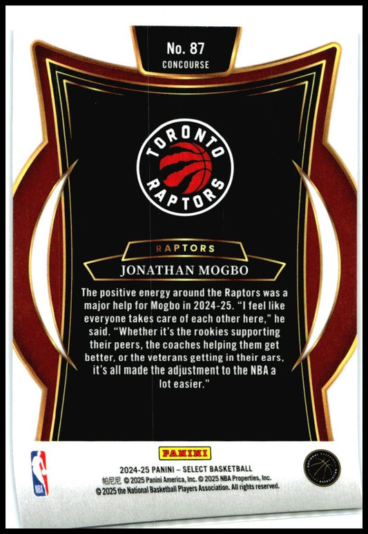 2024-25 Panini Select Blue #87 Jonathan Mogbo Rookie Toronto Raptors