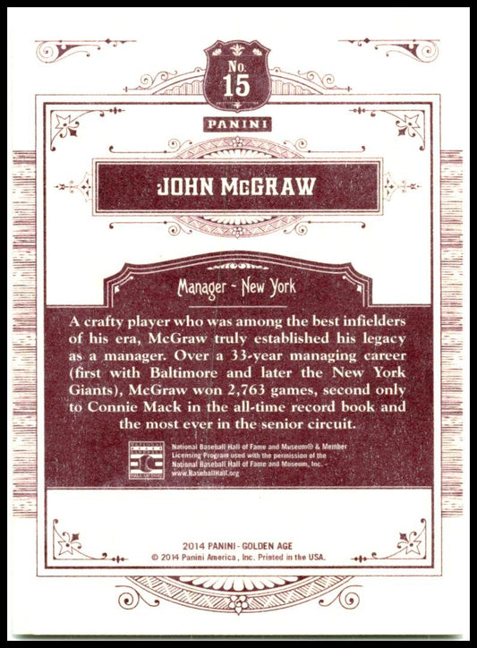 2014 Panini Golden Age #15 John McGraw New York Giants