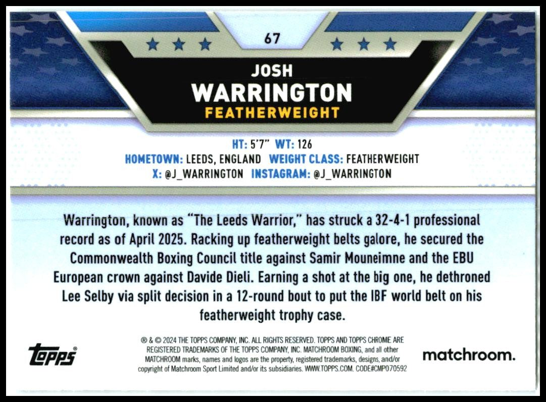 2024 Topps Chrome Boxing #67 Josh Warrington