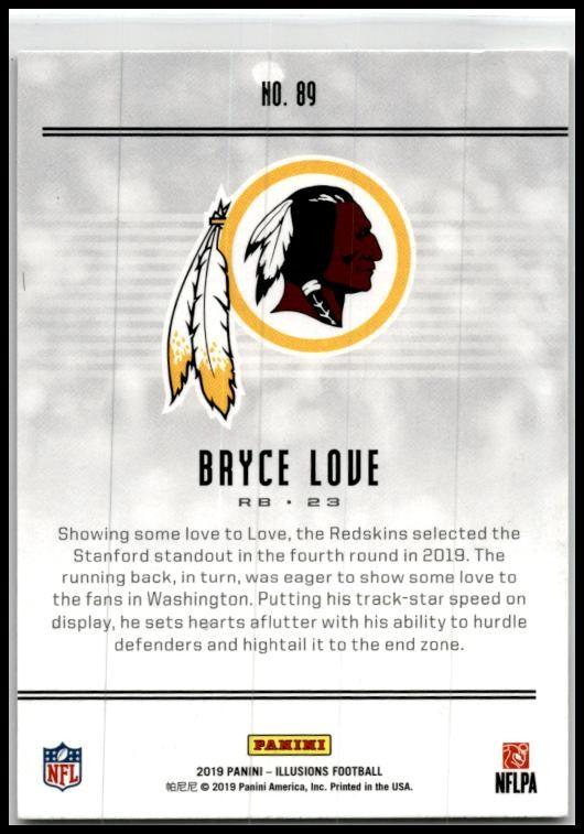 2019 Panini Illusions #89 Bryce Love Rookie Washington Redskins