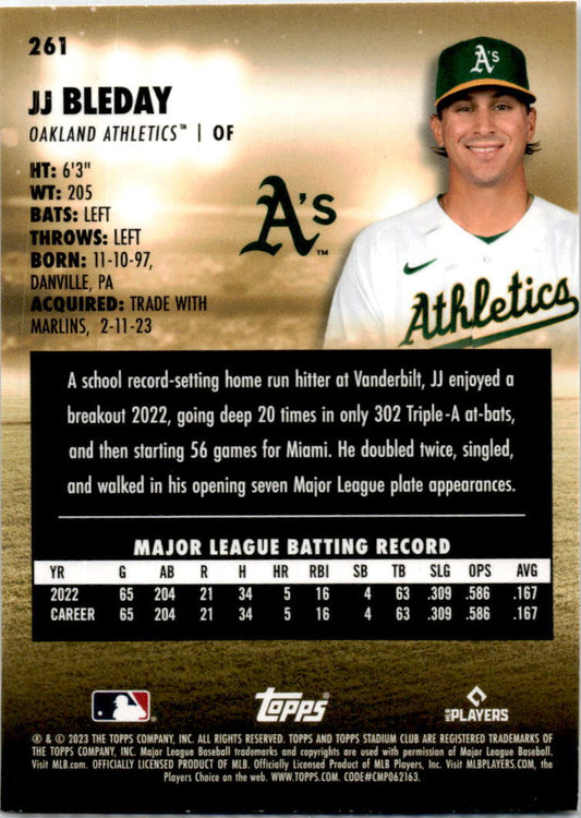2023 Stadium Club Black Foil #261 JJ Bleday Rookie Oakland Athletics