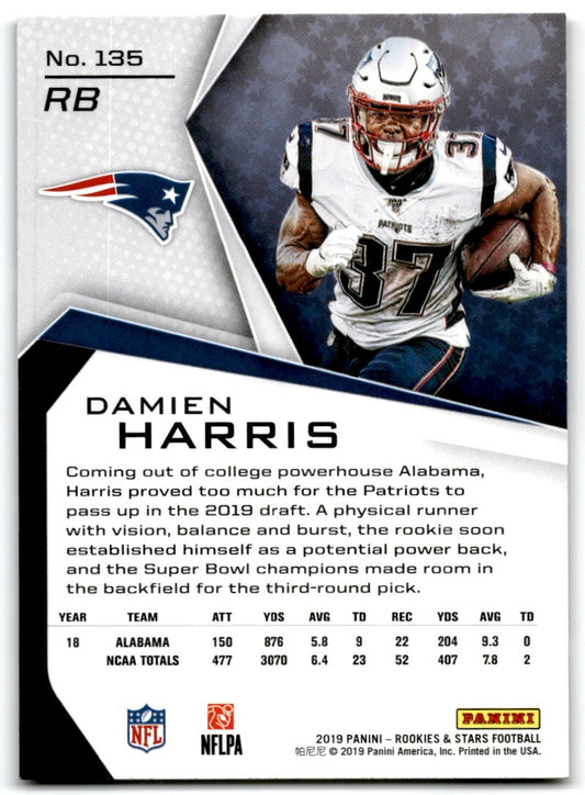 2019 Panini Rookie Panini Rookies & Stars Damien Harris Rookie New England