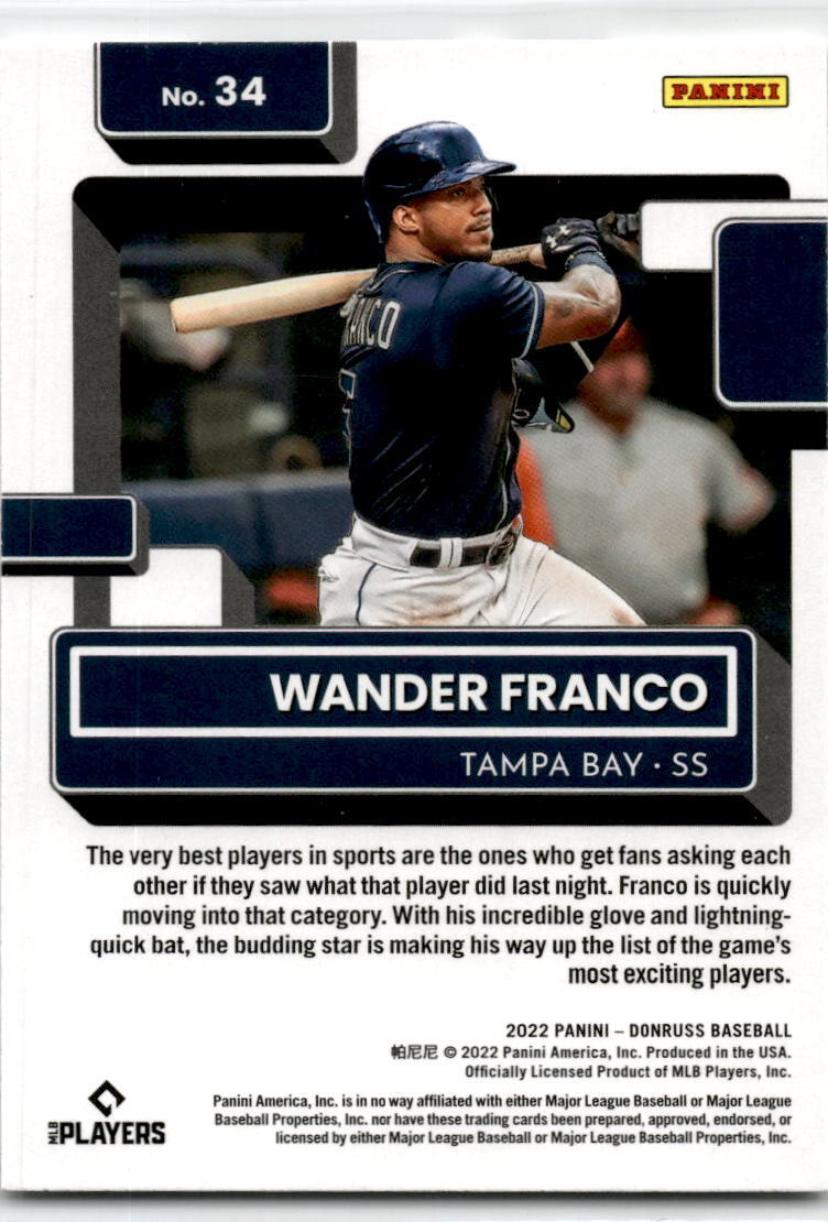 2022 Donruss #34 Wander Franco Rookie Tampa Bay Rays