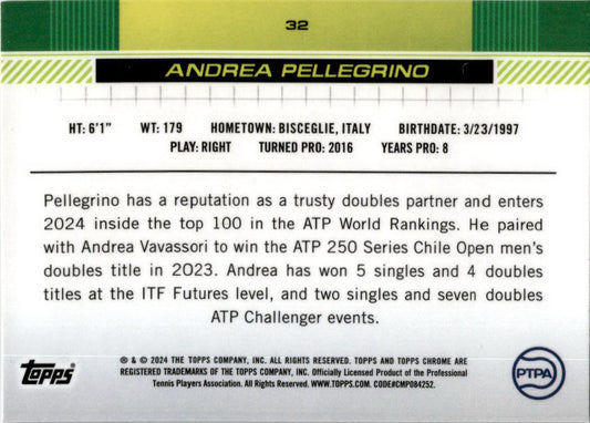 2024 Topps Chrome Tennis #32 Andrea Pellegrino