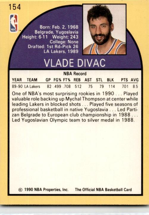 1990-91 Hoops #154 Vlade Divac RC Lakers