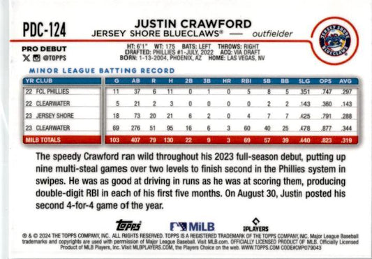 2024 Topps Pro Debut Prism #PD-124 Justin Crawford