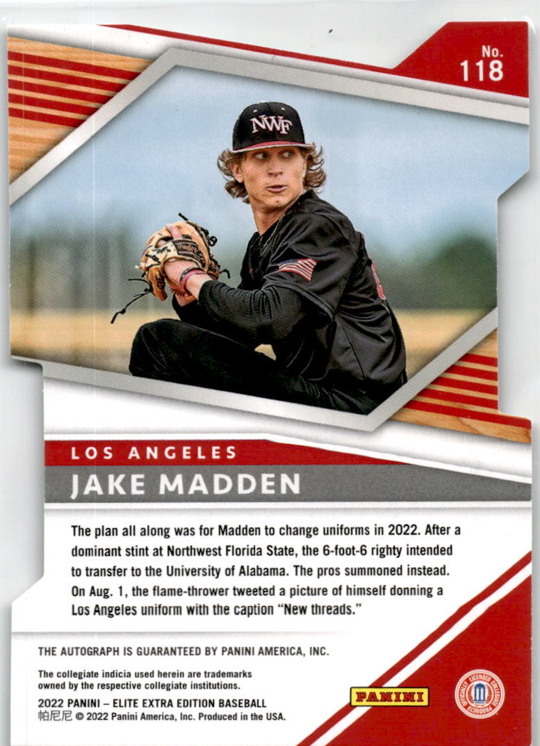 2022 Panini Elite Extra Edition Die Cut #118 Jake Madden Auto /88