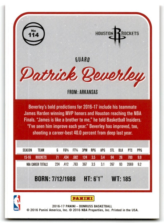 2016-17 Green and Yellow Holo Laser Patrick Beverley Houston Rockets #114