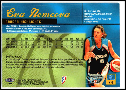 1999 Ultra WNBA #79 Eva Nemcova Cleveland Rockers