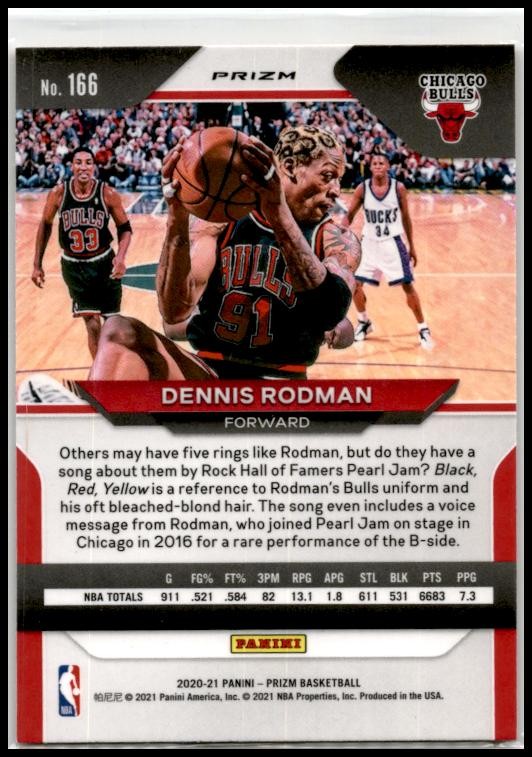 2020-21 Panini Prizm Orange Ice Prizms #166 Dennis Rodman Chicago Bulls