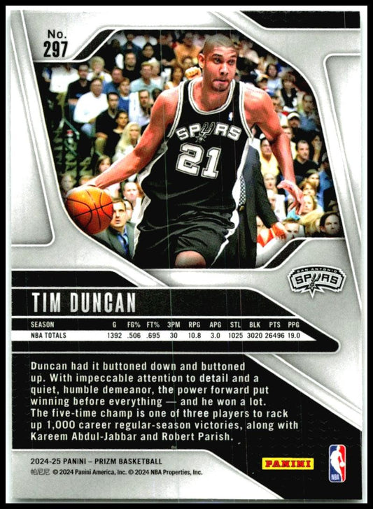 2024-25 Panini Prizm #297 Tim Duncan San Antonio Spurs