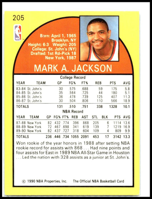 1990-91 Hoops #205 Mark Jackson New York Knicks
