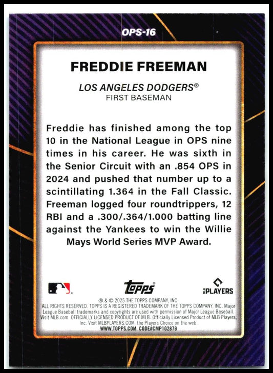 2025 Topps OPS Leaders #OPS-16 Freddie Freeman Los Angeles Dodgers