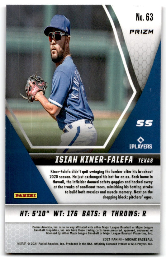 2021 Panini Mosaic Pink Prizm Isiah Kiner-Falefa Texas Rangers #63
