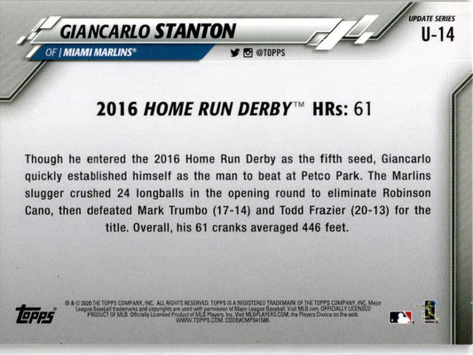 2020 Topps Update #U-14 Giancarlo Stanton New York Yankees