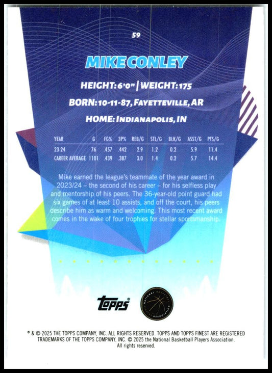 2024-25 Topps Finest Purple /200 #59 Mike Conley