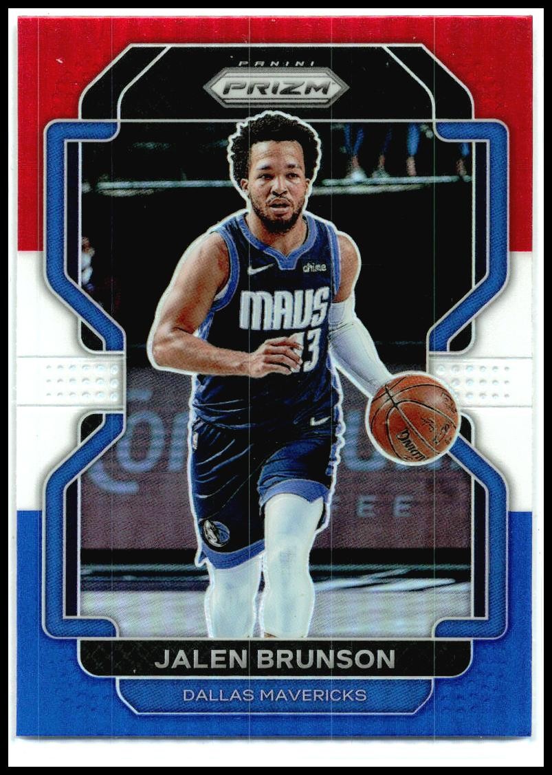 2021-22 Panini Prizm Red White and Blue #144 Jalen Brunson Dallas Mavericks