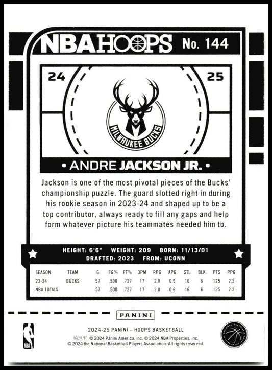 2024-25 Hoops Winter #144 Andre Jackson Jr. Milwaukee Bucks