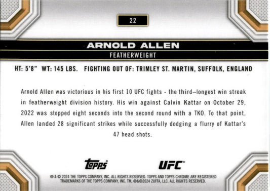 2024 Topps Chrome UFC XFractor #22 Arnold Allen