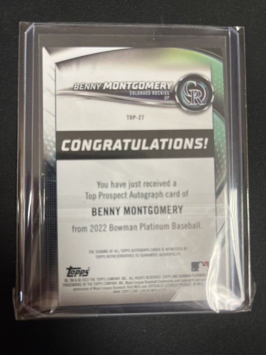 Benny Montgomery 2022 Bowman Platinum Orange oncard Autograph AUTO #'d 07/25