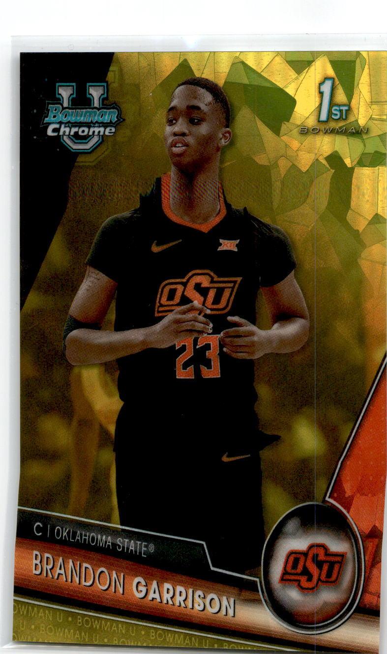 2023-24 Bowman University Chrome Yellow Refractor #64 Brandon Garrison Cowboys
