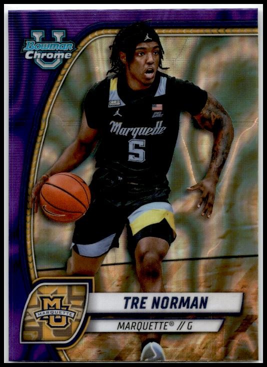 2024-25 Bowman University Chrome Purple Lava #88 Tre Norman Golden Eagles